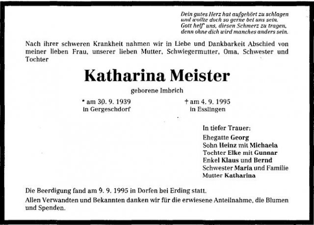 Imbrich Katharina 1939-1995 Todesanzeige